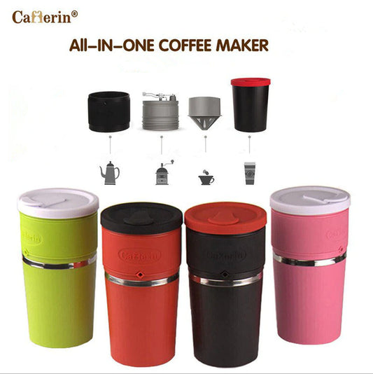 All in One Portable Coffee Cup Manual Coffee Maker Drip Coffee Grinder Home Use Travel Use Coffee Maker Multifunction Portable
