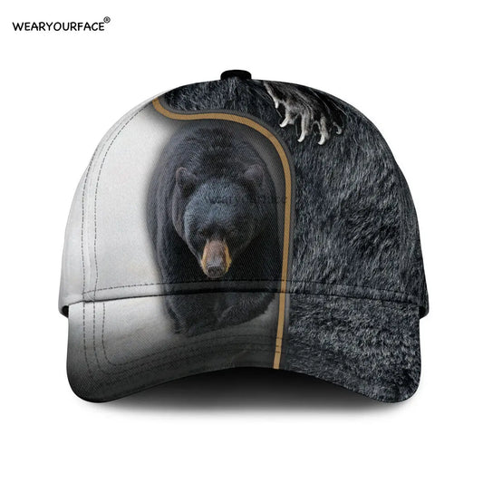 Black Bear Bass Fishing Baseball Cap Printed Snapback Hat Men Women Adult Hip Hop Headwear Outdoor Casual Funny Sun Visor